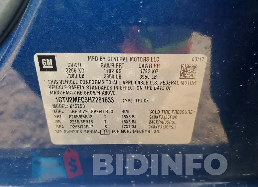 1GTV2MEC3HZ281633 Photo# 13