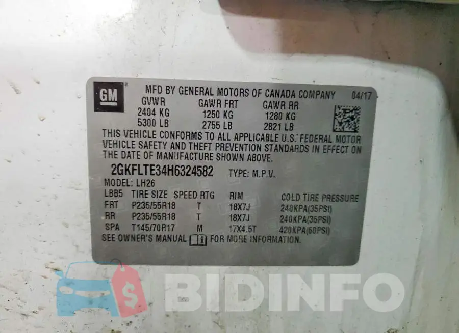 2GKFLTE34H6324582 Photo# 12