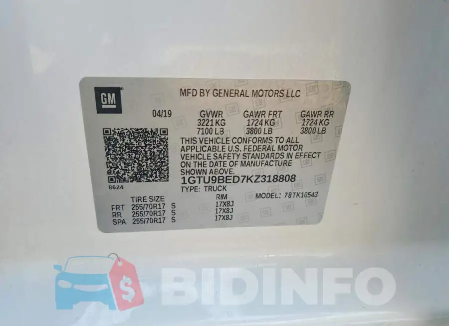 3GTU9FED4KG221802 Photo# 12