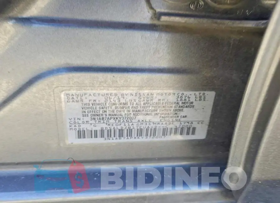 3N1AB7APXKY372007 Photo# 12