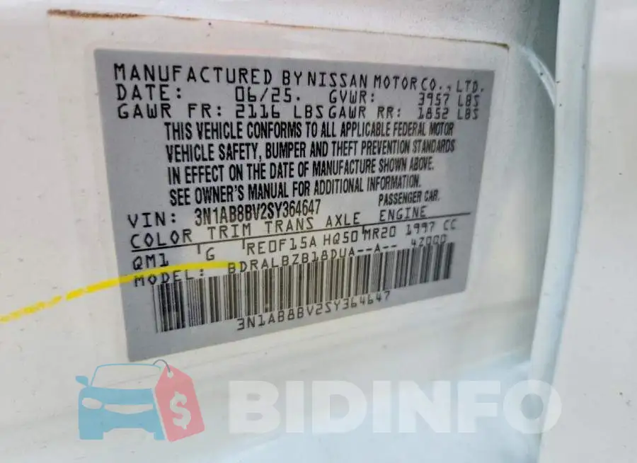 3N1AB8BV2SY364647 Photo# 12