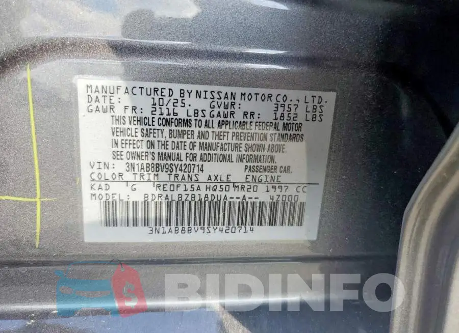 3N1AB8BV9SY420714 Photo# 12