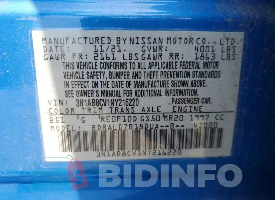 3N1AB8CV1NY216220 Photo# 12