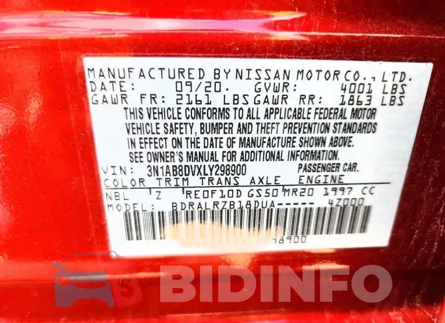 3N1AB8DVXLY298900 Photo# 12