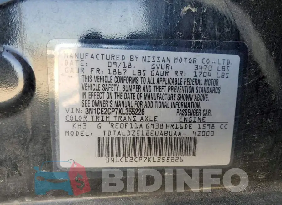 3N1CE2CP7KL355226 Photo# 12