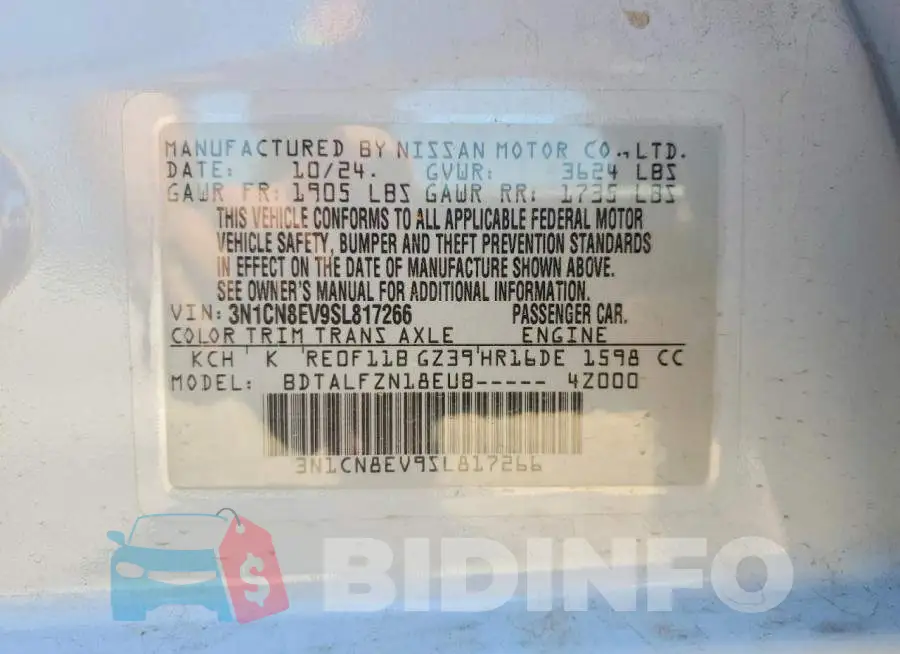3N1CN8EV9SL817266 Photo# 13