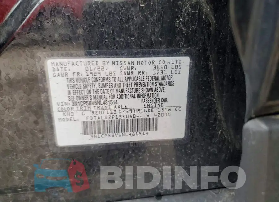 3N1CP5BV6NL481514 Photo# 12