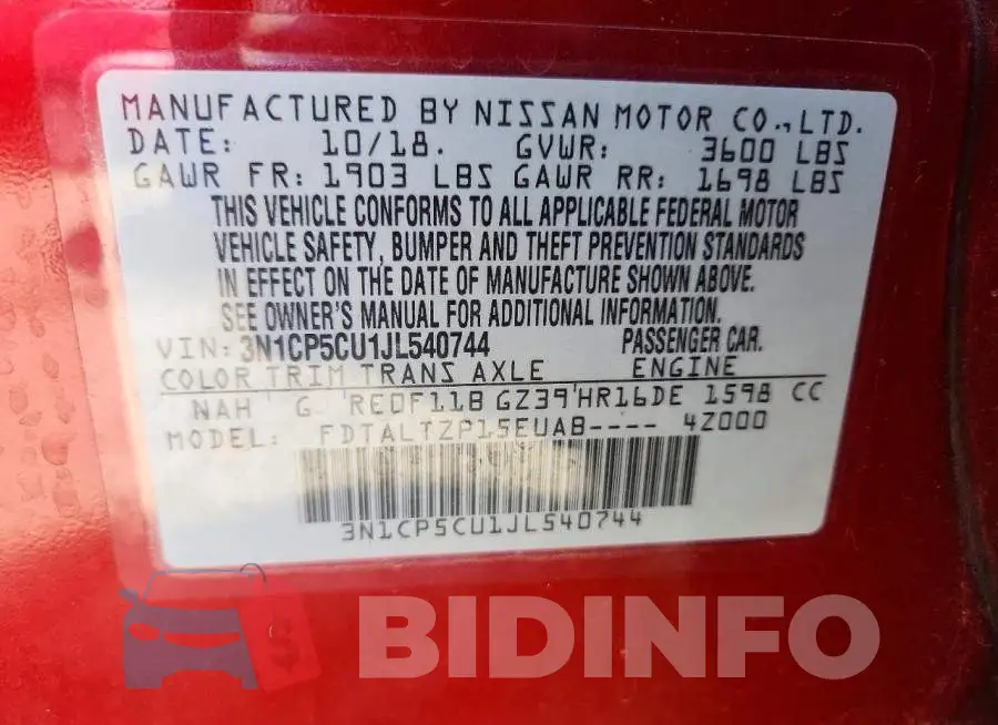 3N1CP5CU1JL540744 Photo# 13