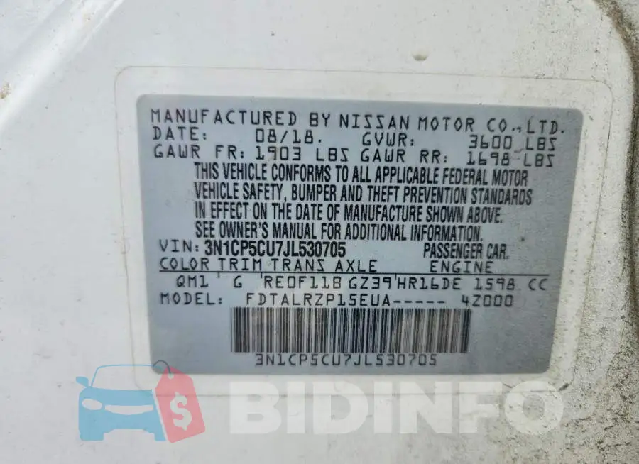 3N1CP5CU7JL530705 Photo# 13