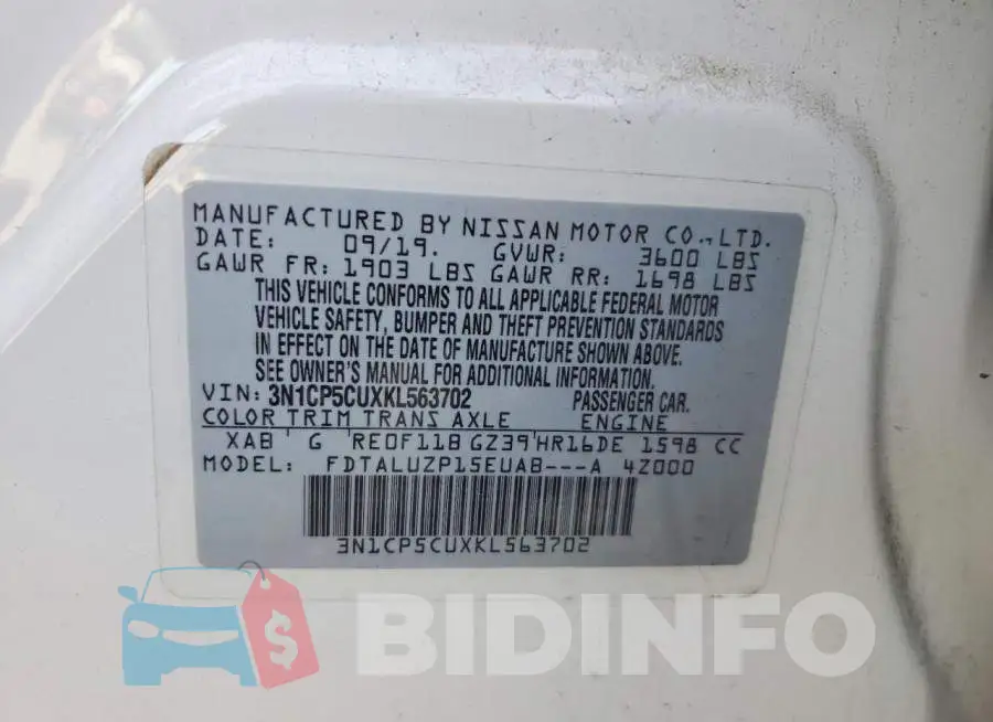 3N1CP5CUXKL563702 Photo# 12