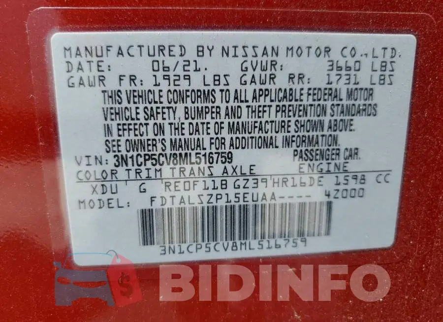 3N1CP5CV8ML516759 Photo# 14
