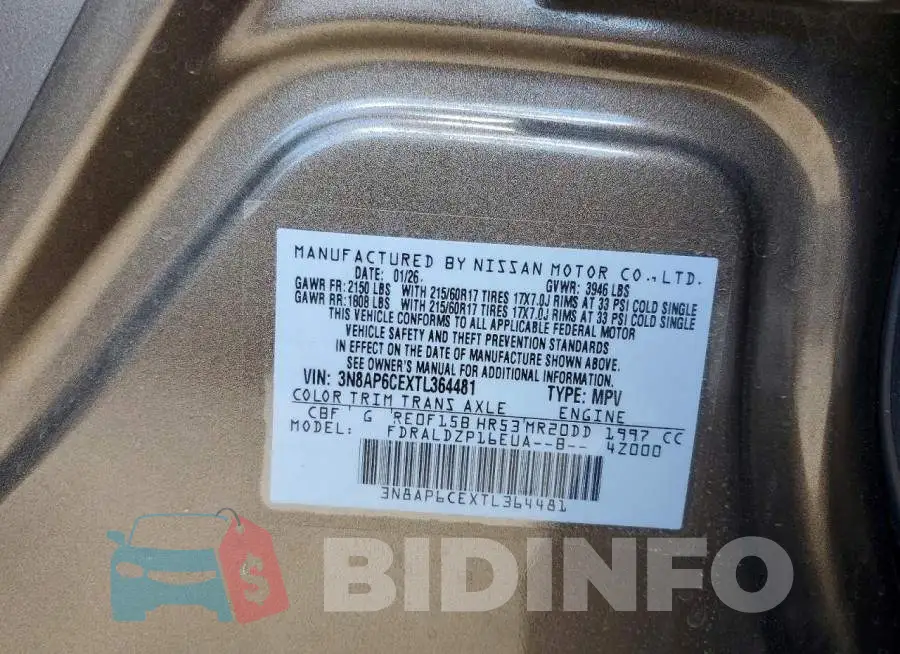 3N8AP6CEXTL364481 Photo# 12
