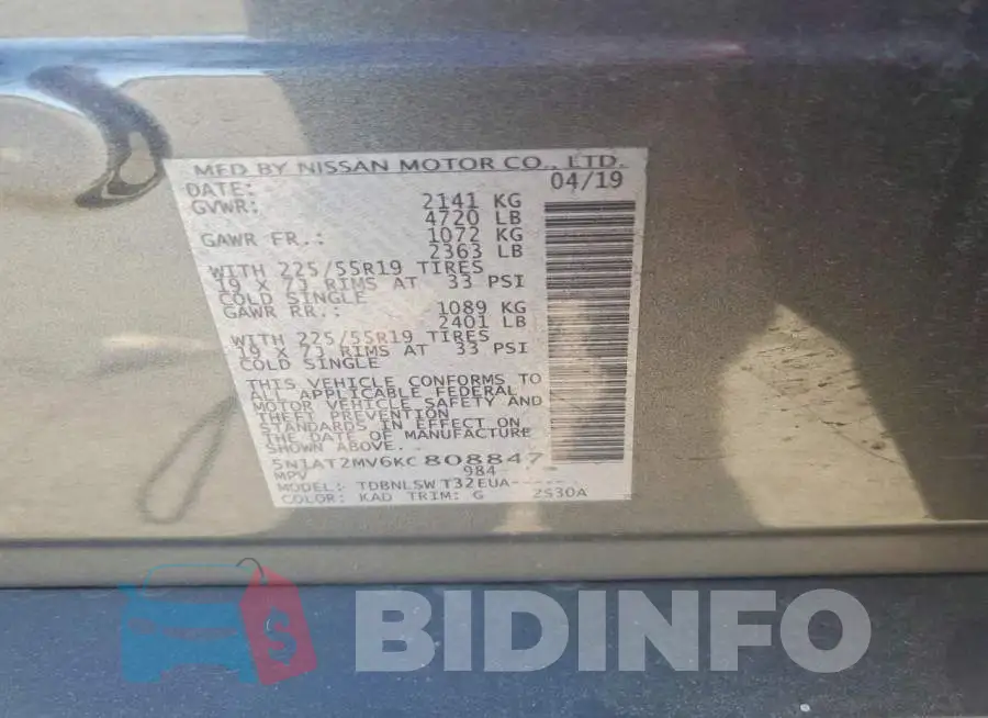 5N1AT2MV6KC808847 Photo# 13
