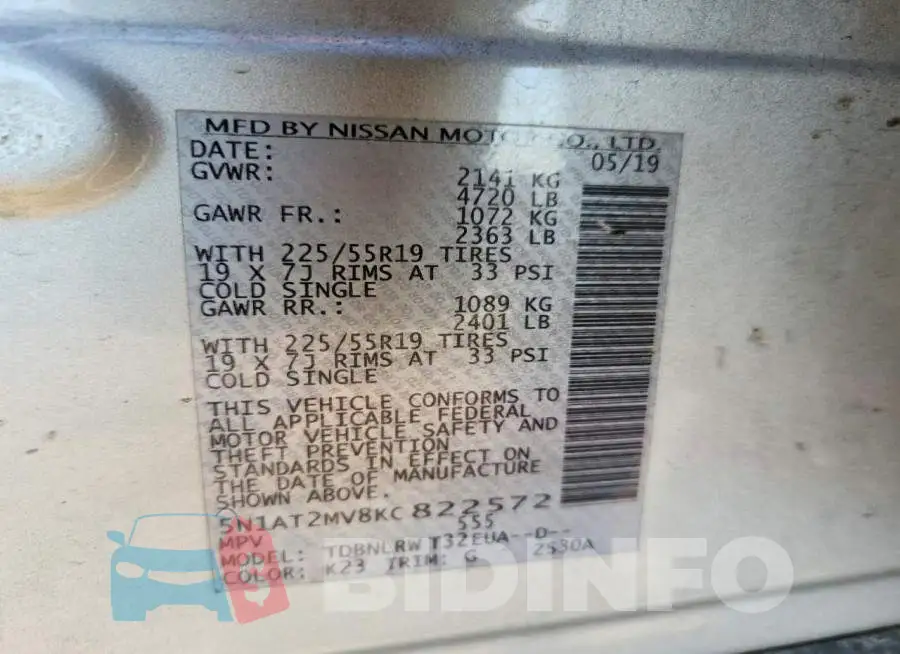 5N1AT2MV8KC822572 Photo# 13