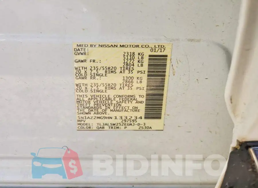 5N1AZ2MG9HN133234 Photo# 12