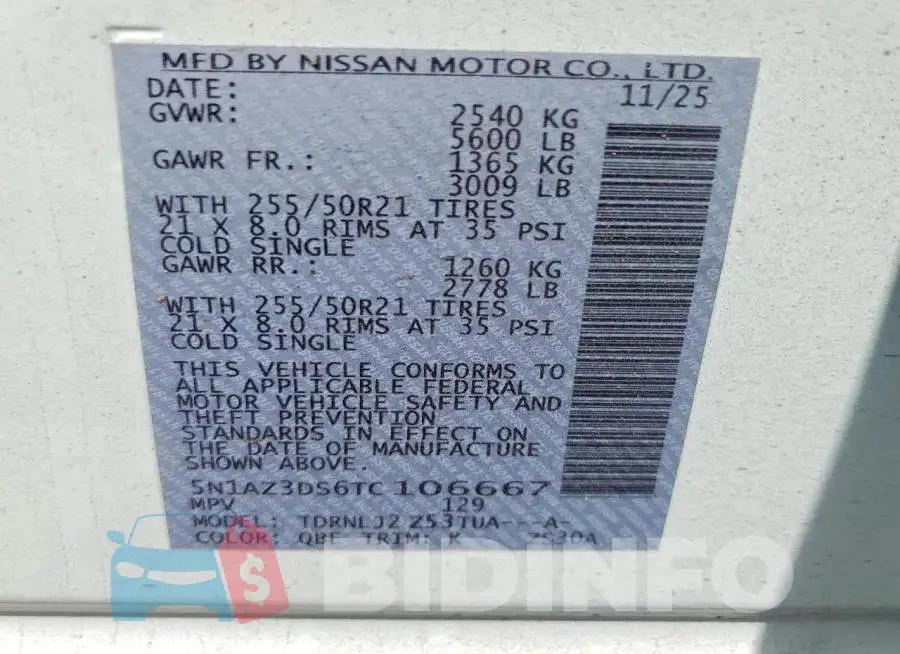 5N1AZ3DS6TC106667 Photo# 12