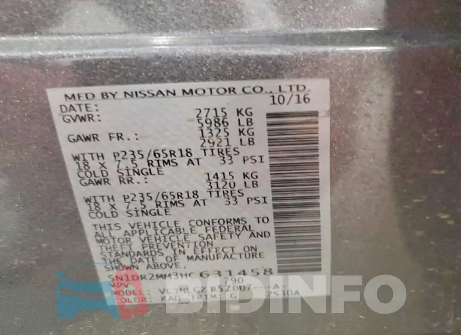 5N1DR2MM3HC631458 Photo# 13