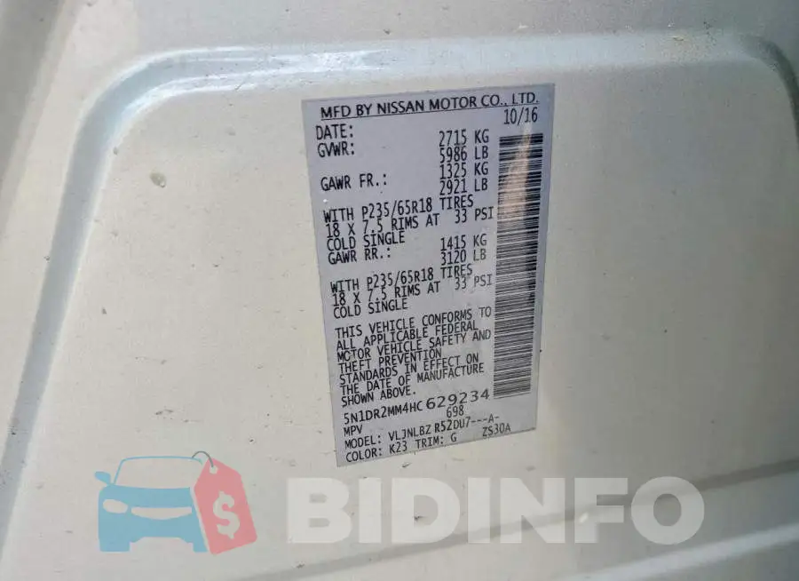 5N1DR2MM4HC629234 Photo# 13