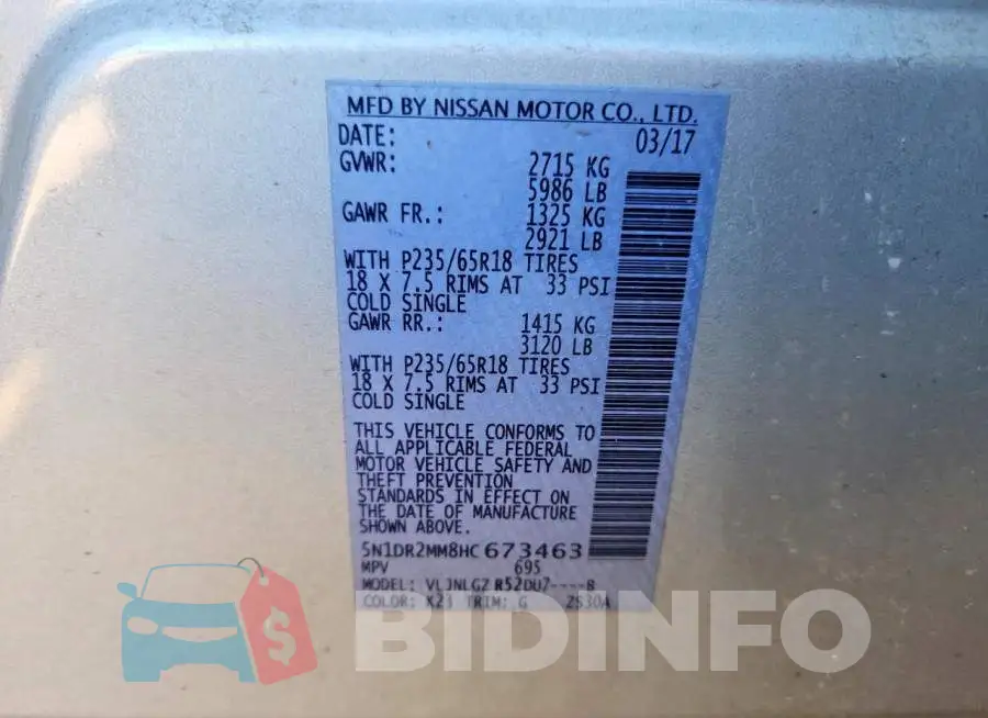 5N1DR2MM8HC673463 Photo# 13