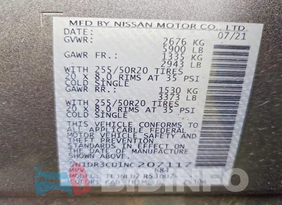 5N1DR3CD1NC207117 Photo# 13