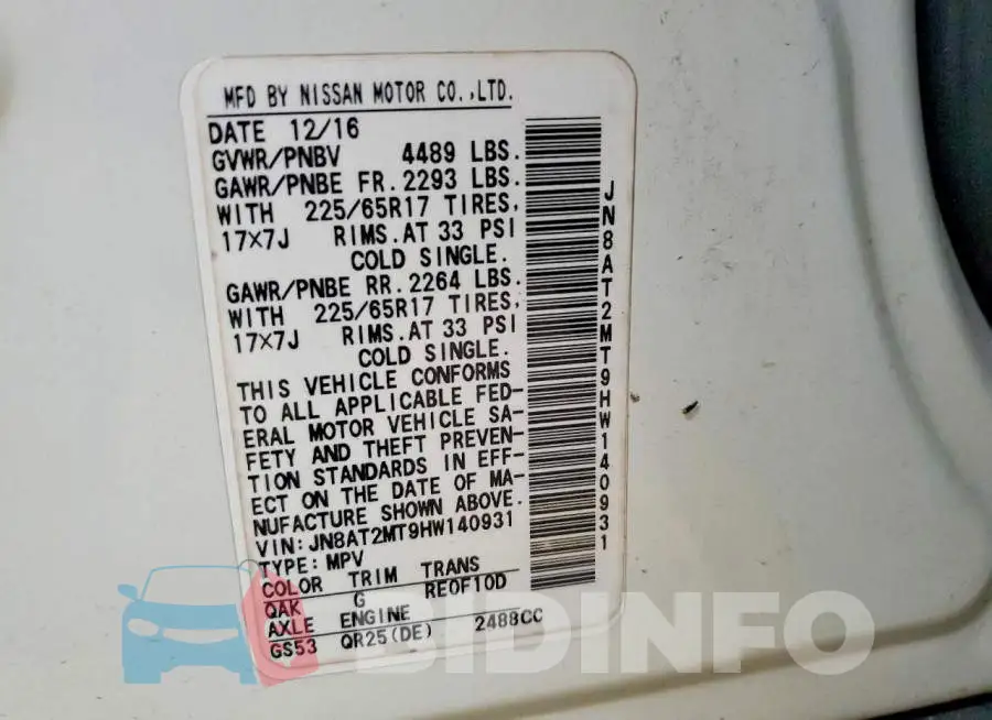 JN8AT2MT9HW140931 Photo# 13