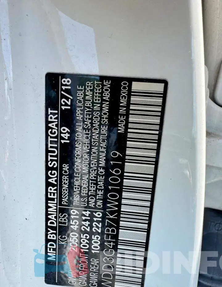 WDD3G4FB7KW010619 Photo# 10