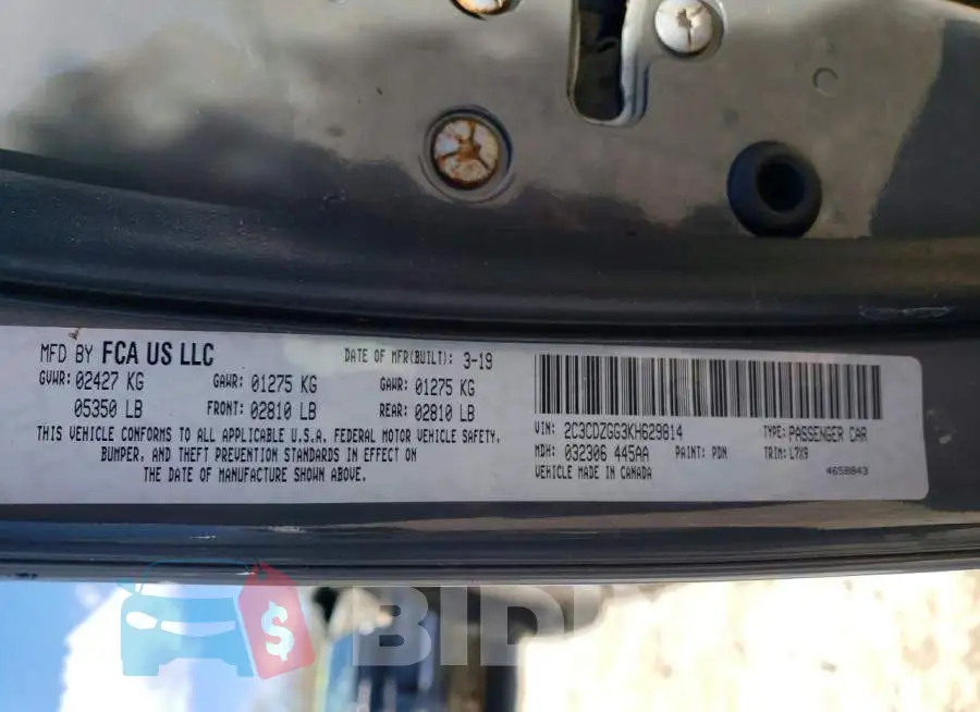 2C3CDZGG3KH629814 Photo# 12