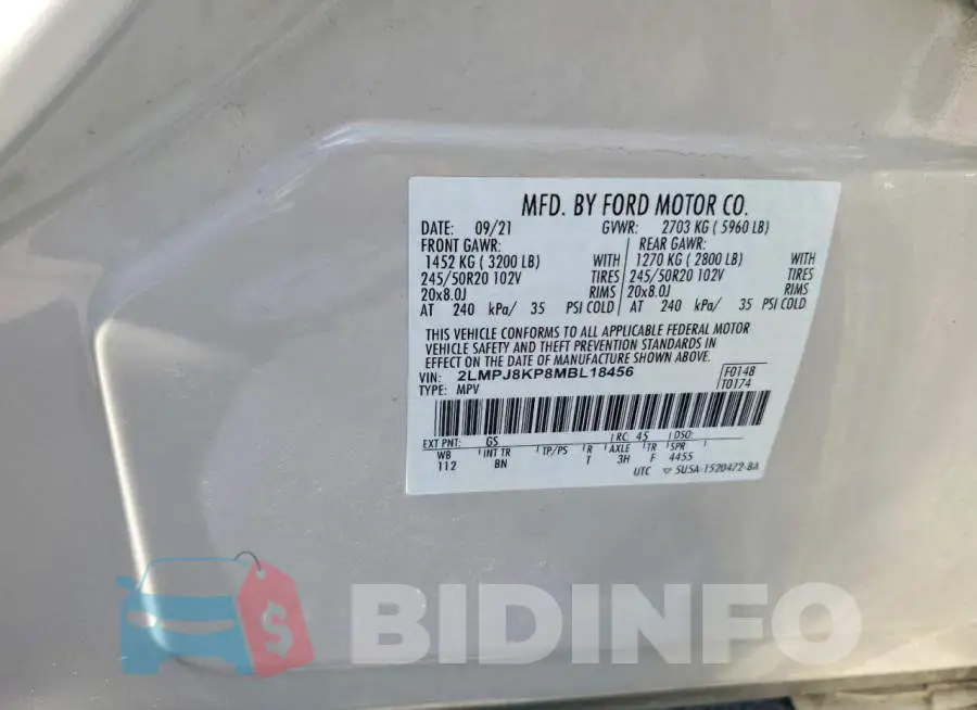 2LMPJ8KP8MBL18456 Photo# 13