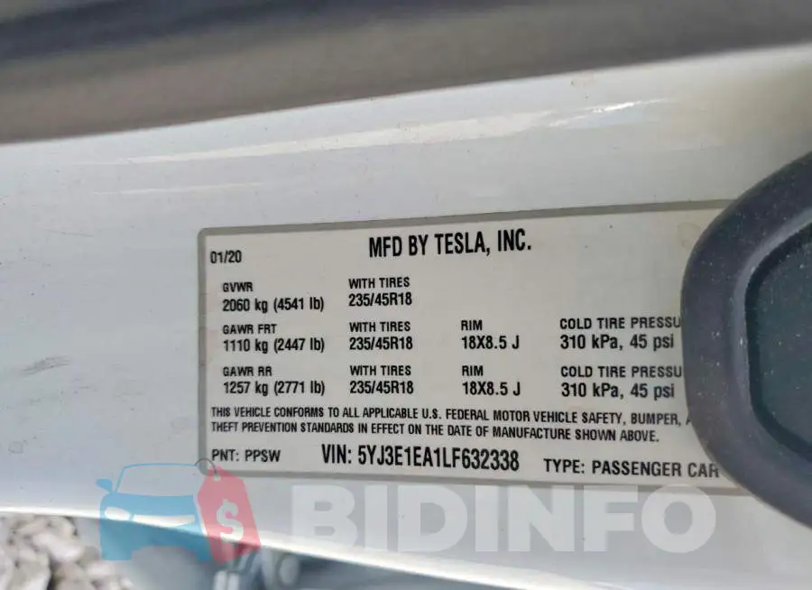 5YJ3E1EA1LF632338 Photo# 12