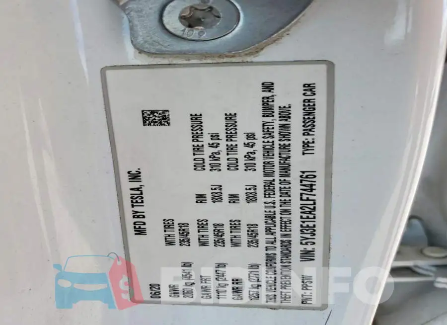 5YJ3E1EA2LF744761 Photo# 13