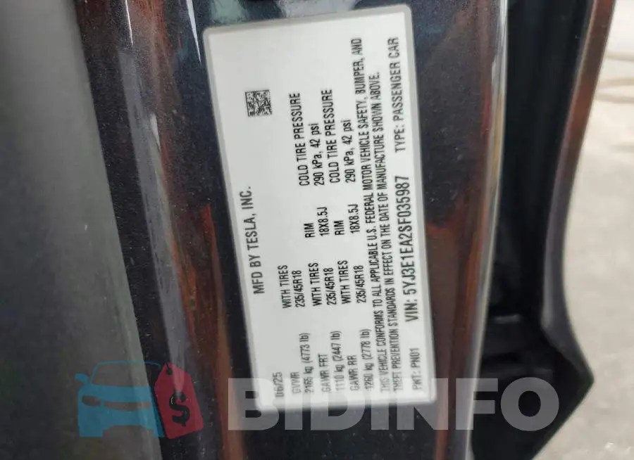 5YJ3E1EA2SF035987 Photo# 12
