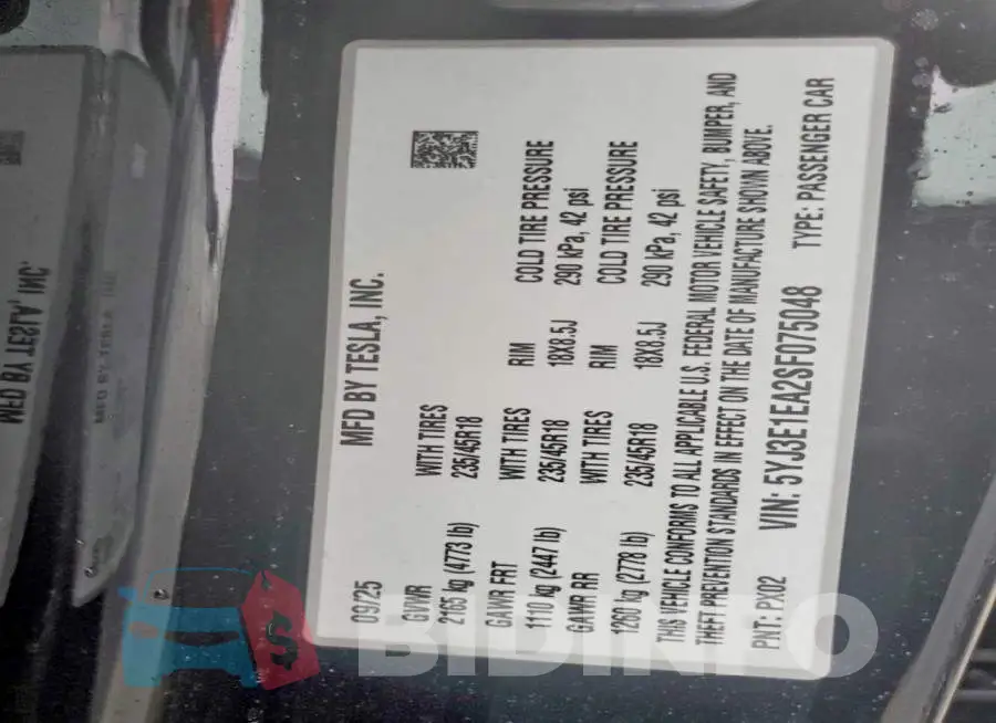 5YJ3E1EA2SF075048 Photo# 12