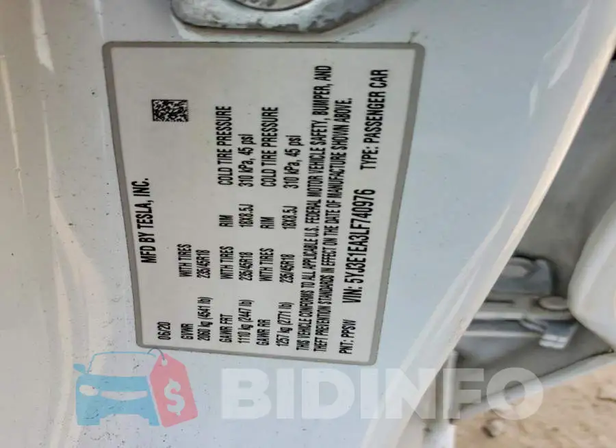 5YJ3E1EA3LF740976 Photo# 12
