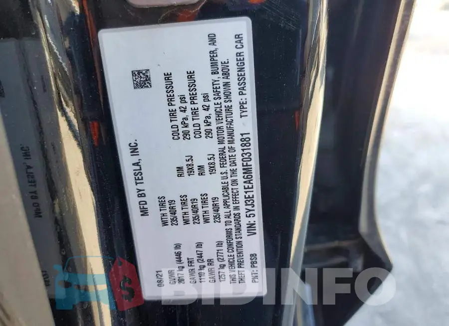 5YJ3E1EA6MF031881 Photo# 12