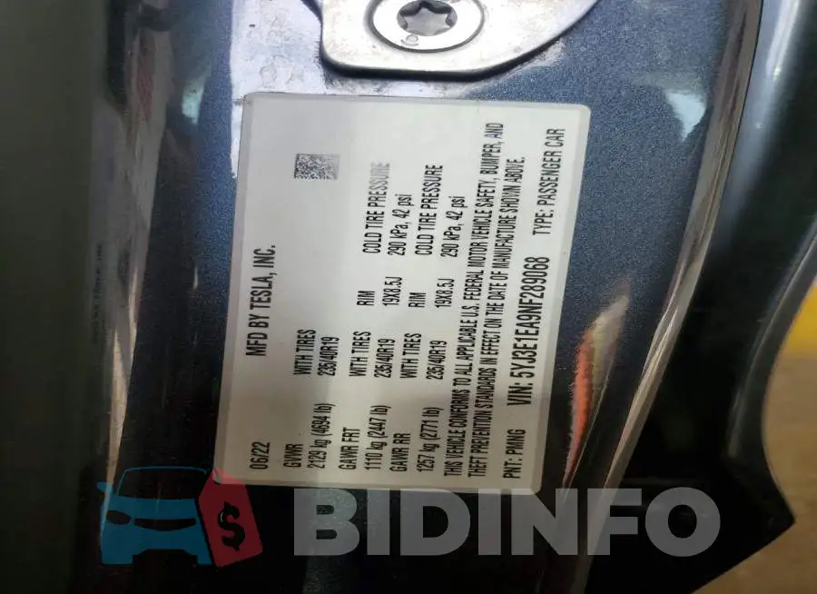 5YJ3E1EA9NF289068 Photo# 12