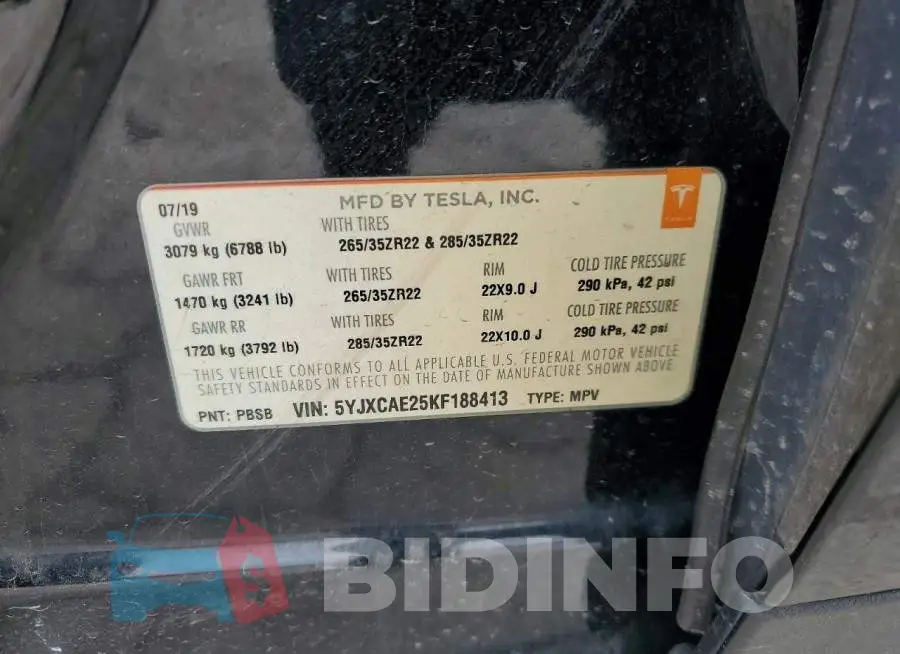 5YJXCAE25KF188413 Photo# 13