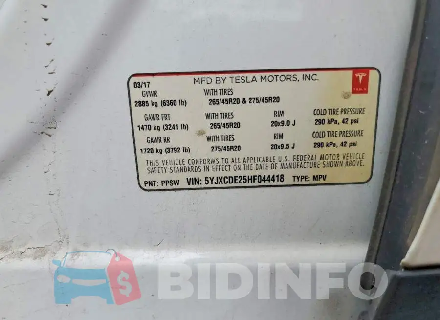 5YJXCDE25HF044418 Photo# 13