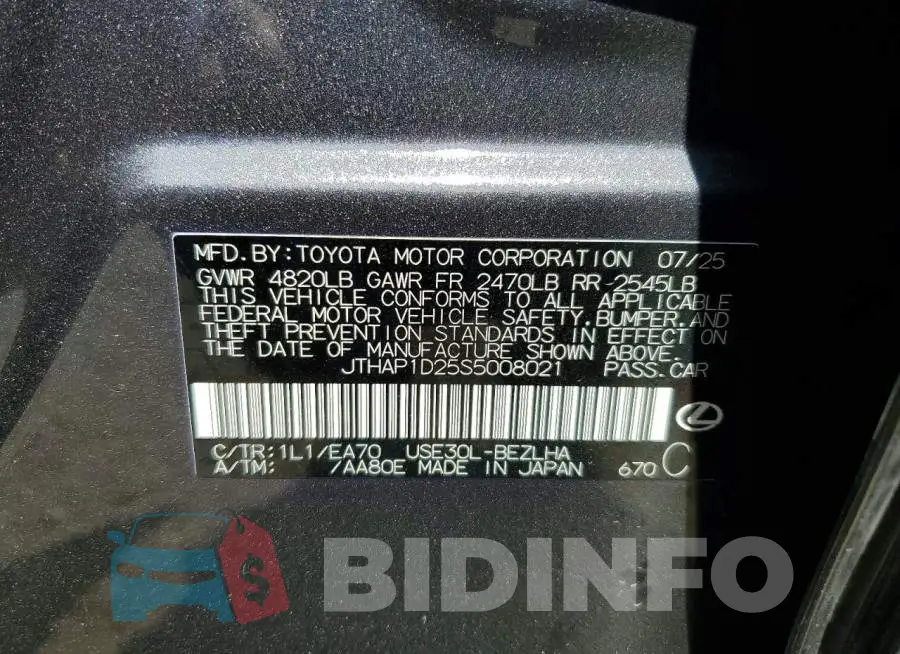 JTHAP1D25S5008021 Photo# 12