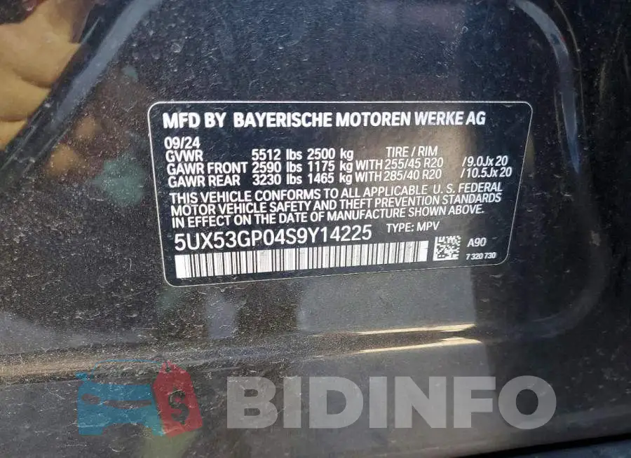 5UX53GP04S9Y14225 Photo# 13