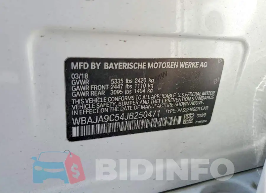 WBAJA9C54JB250471 Photo# 12