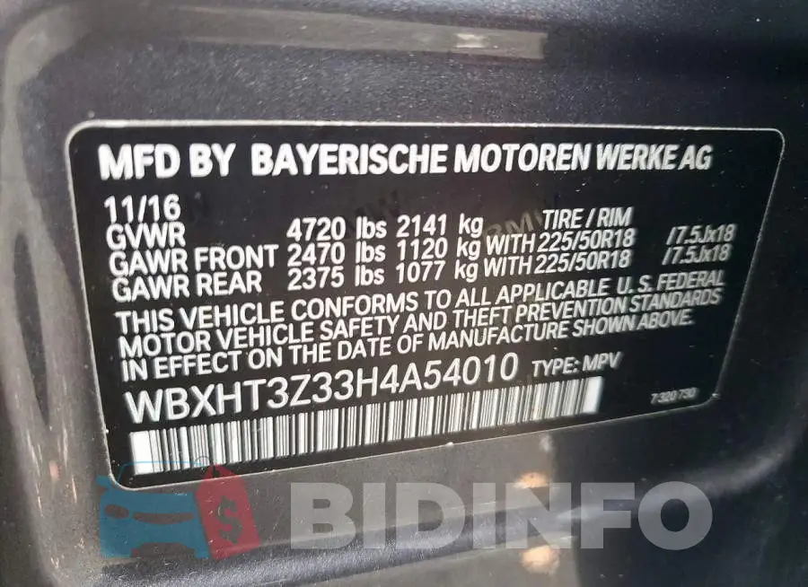 WBXHT3Z33H4A54010 Photo# 12