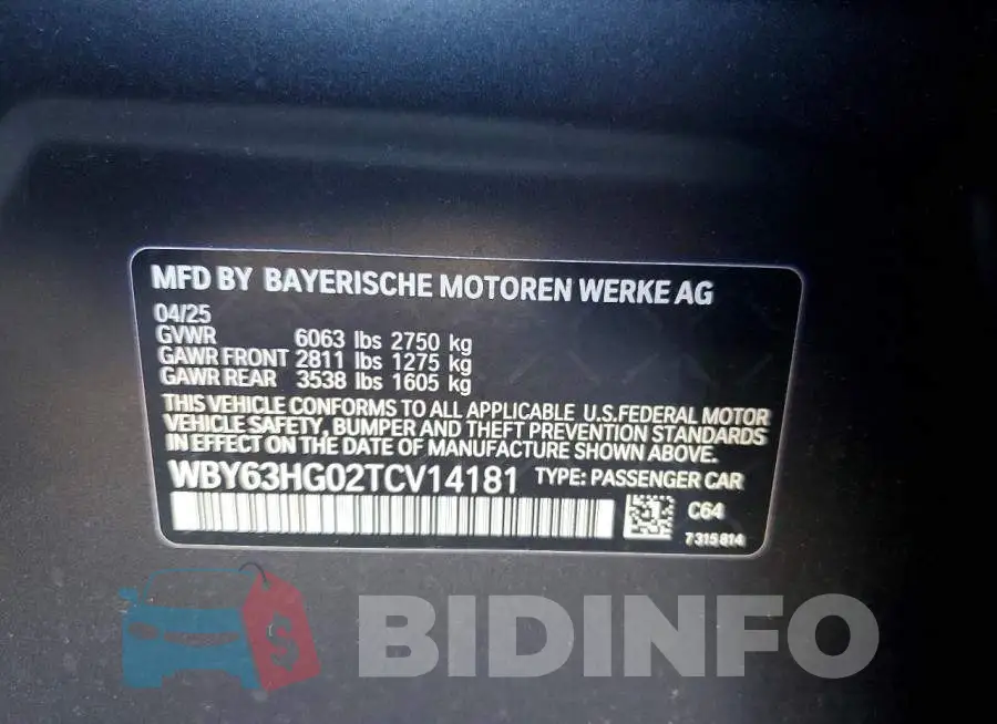 WBY63HG02TCV14181 Photo# 12