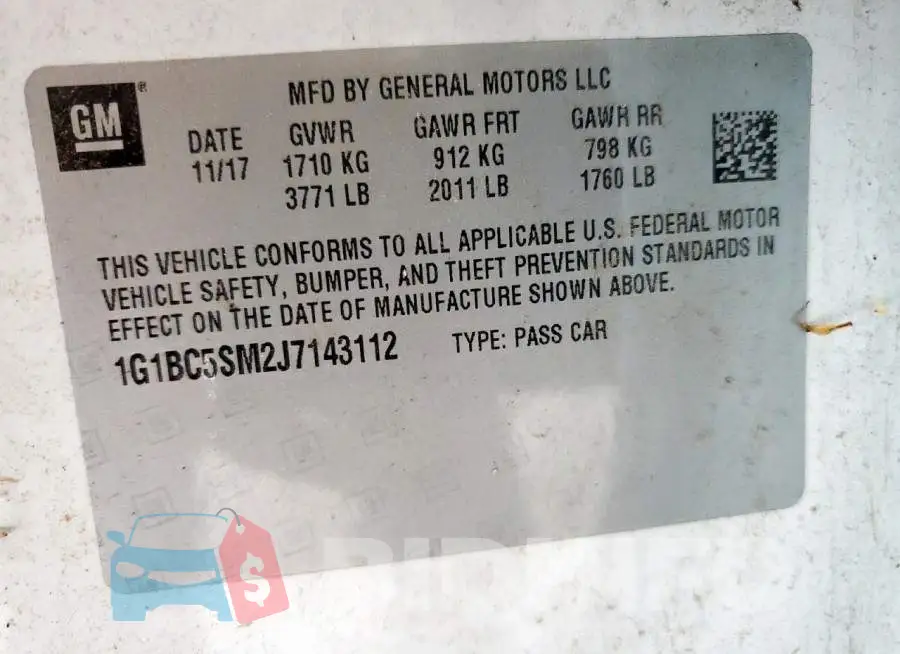 1G1BC5SM2J7143112 Photo# 12