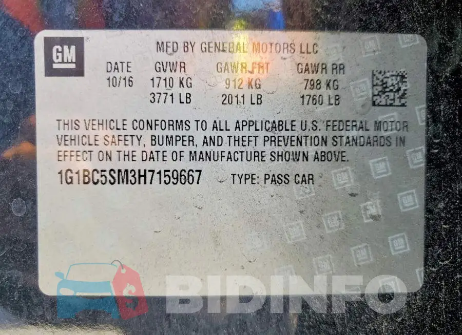 1G1BC5SM3H7159667 Photo# 12