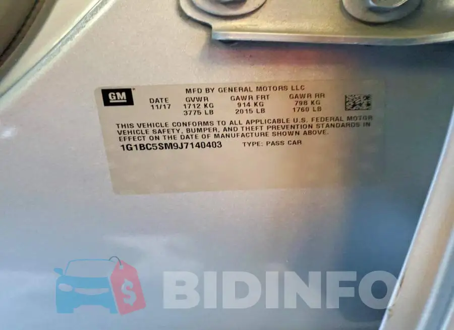 1G1BC5SM9J7140403 Photo# 12