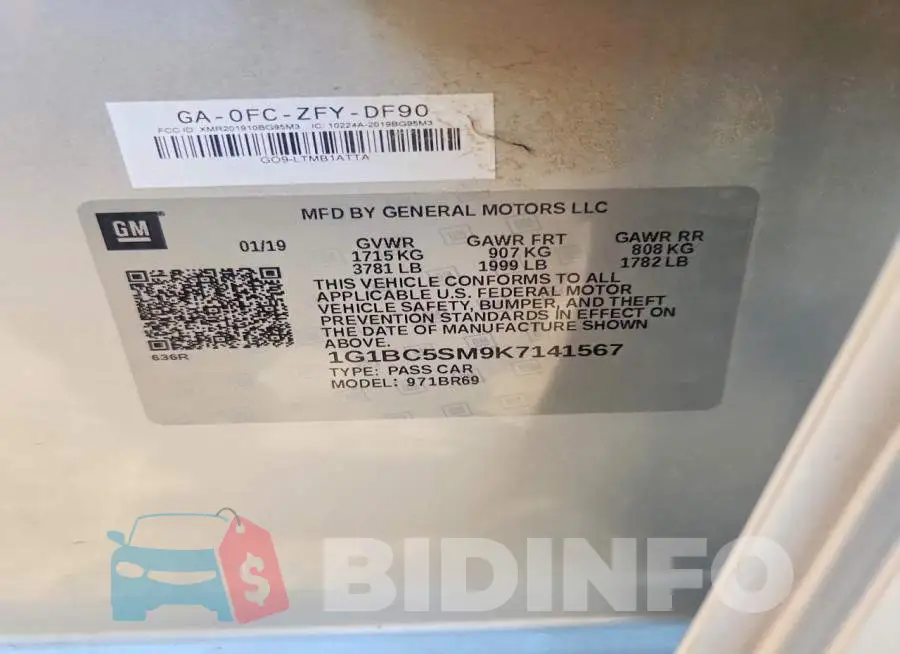 1G1BC5SM9K7141567 Photo# 12