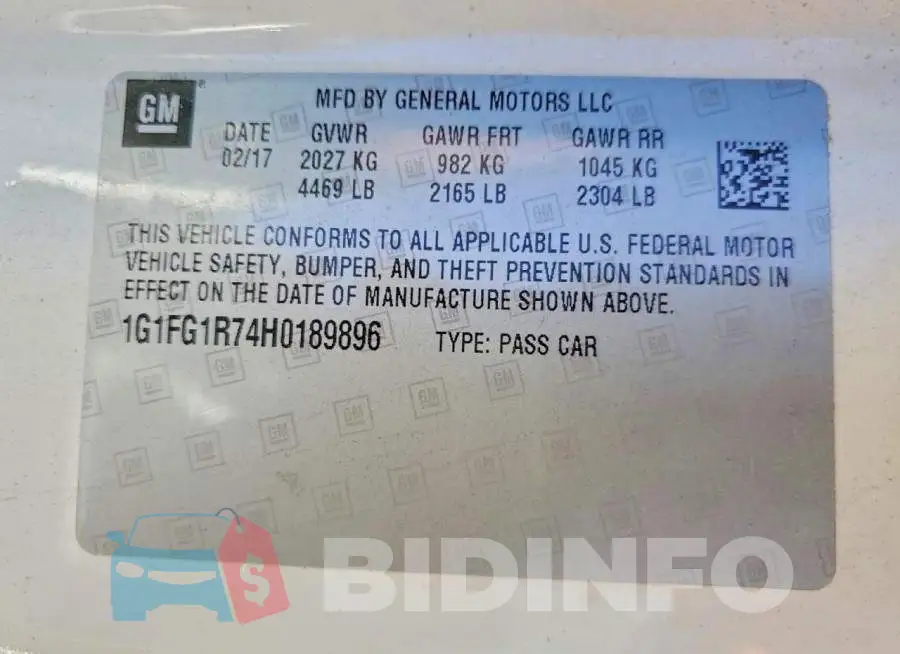 1G1FG1R74H0189896 Photo# 12