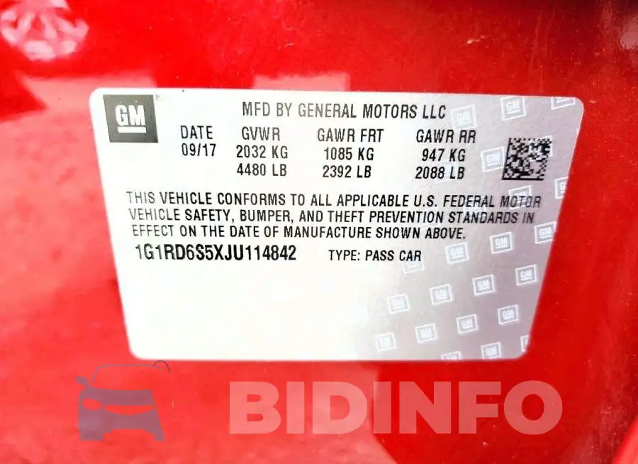 1G1RD6S5XJU114842 Photo# 12
