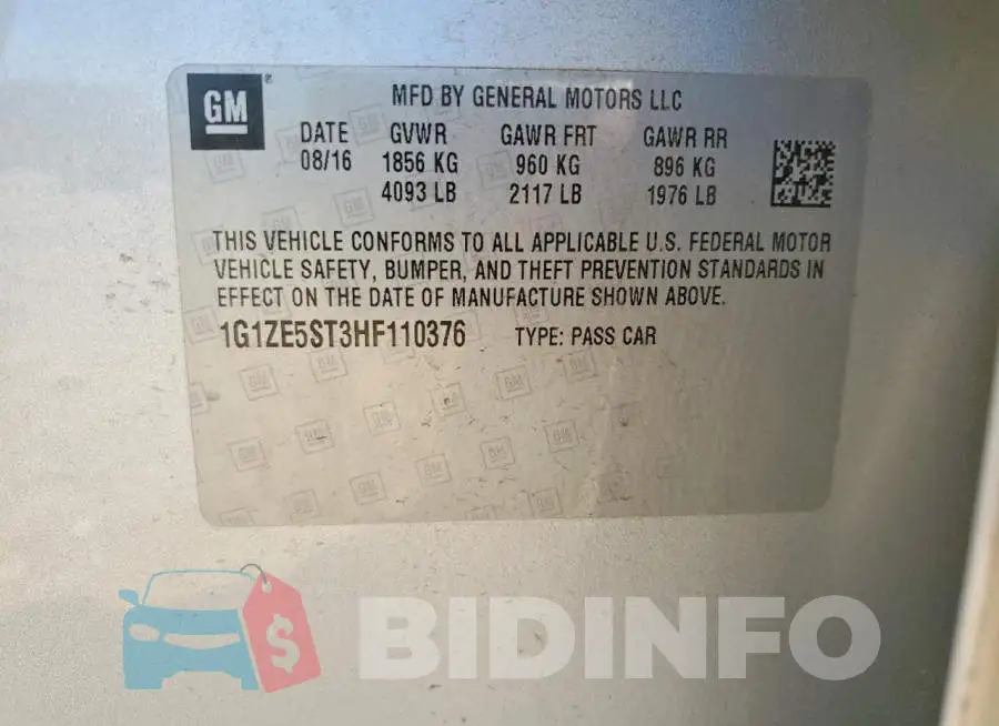 1G1ZE5ST3HF110376 Photo# 12