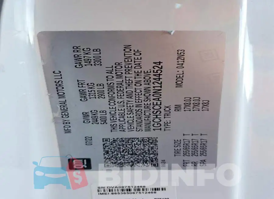 1GCHSCEA0N1244524 Photo# 12